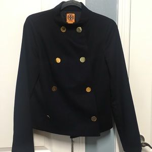 Tory Burch navy Blue Coat sz 6 like new